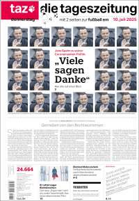Portada de Die Tageszeitung (Germany)