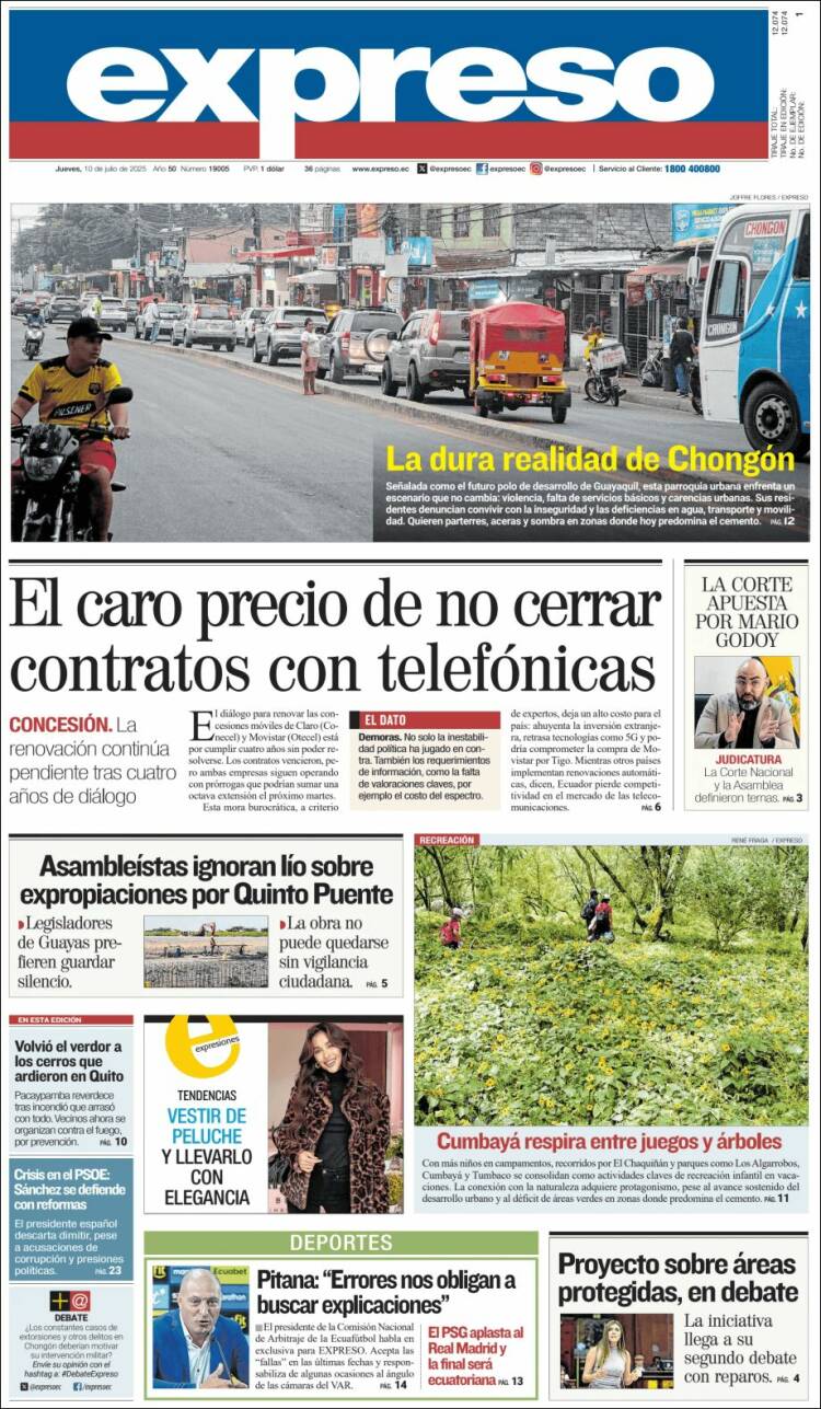 Portada de Expreso (Ecuador)