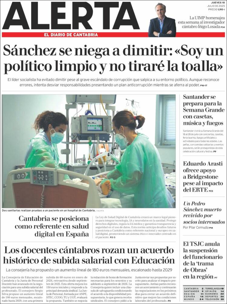 Portada de Alerta - El Diario de Cantabria (España)