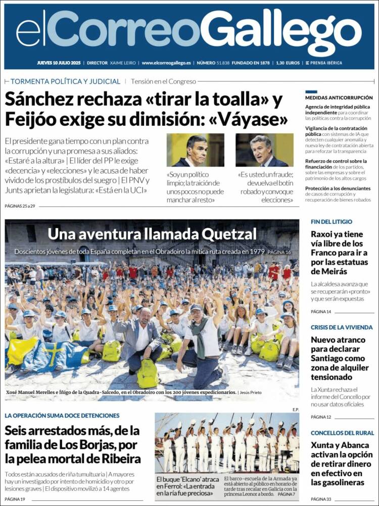 Portada de El Correo Gallego (España)