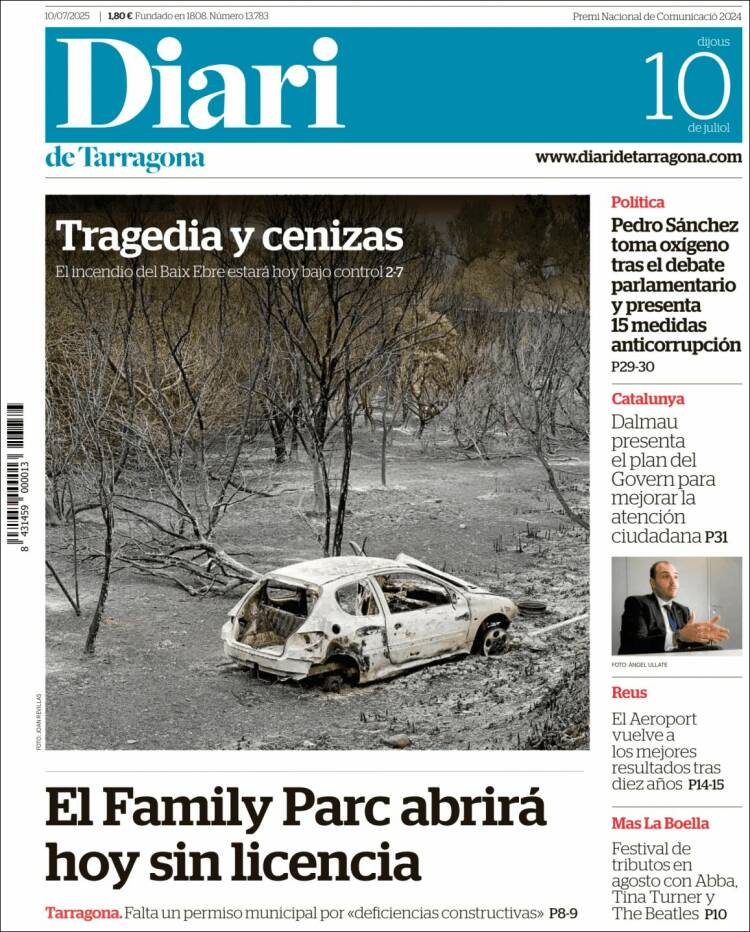 Portada de Diari de Tarragona (Espagne)