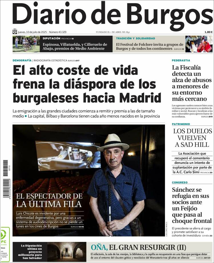 Portada de Diario de Burgos (España)