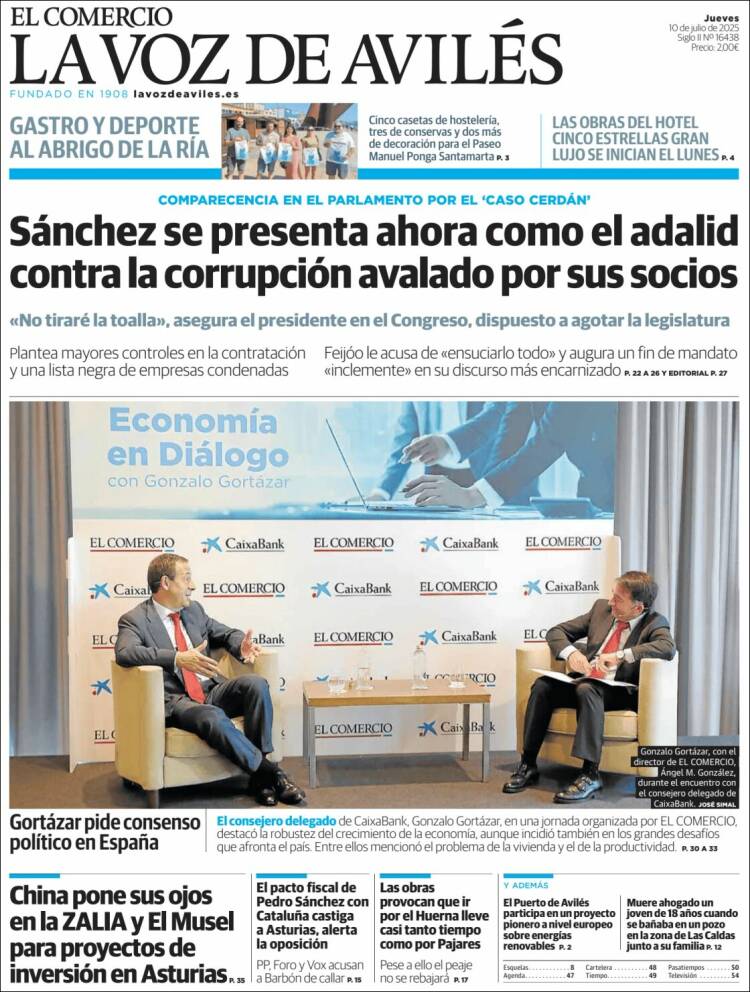 Portada de El Comercio - Avilés (España)