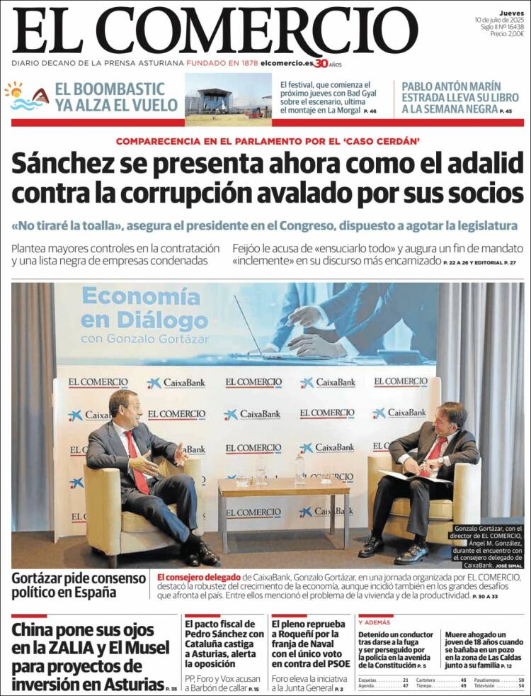 Portada de El Comercio - Gijón (España)