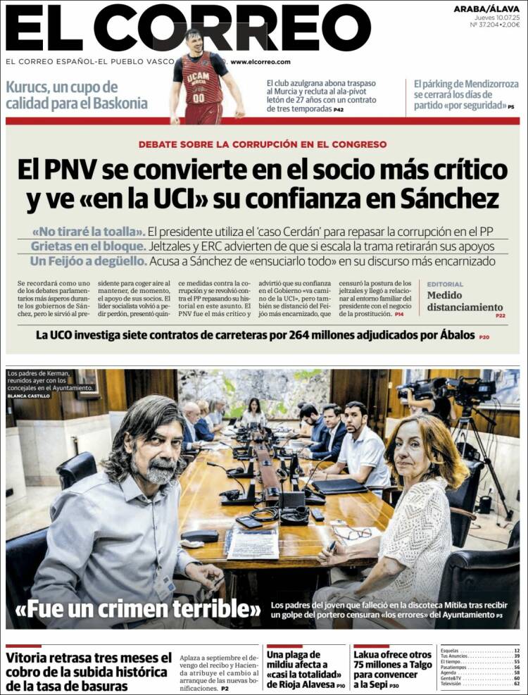 Portada de El Correo - Álava (España)