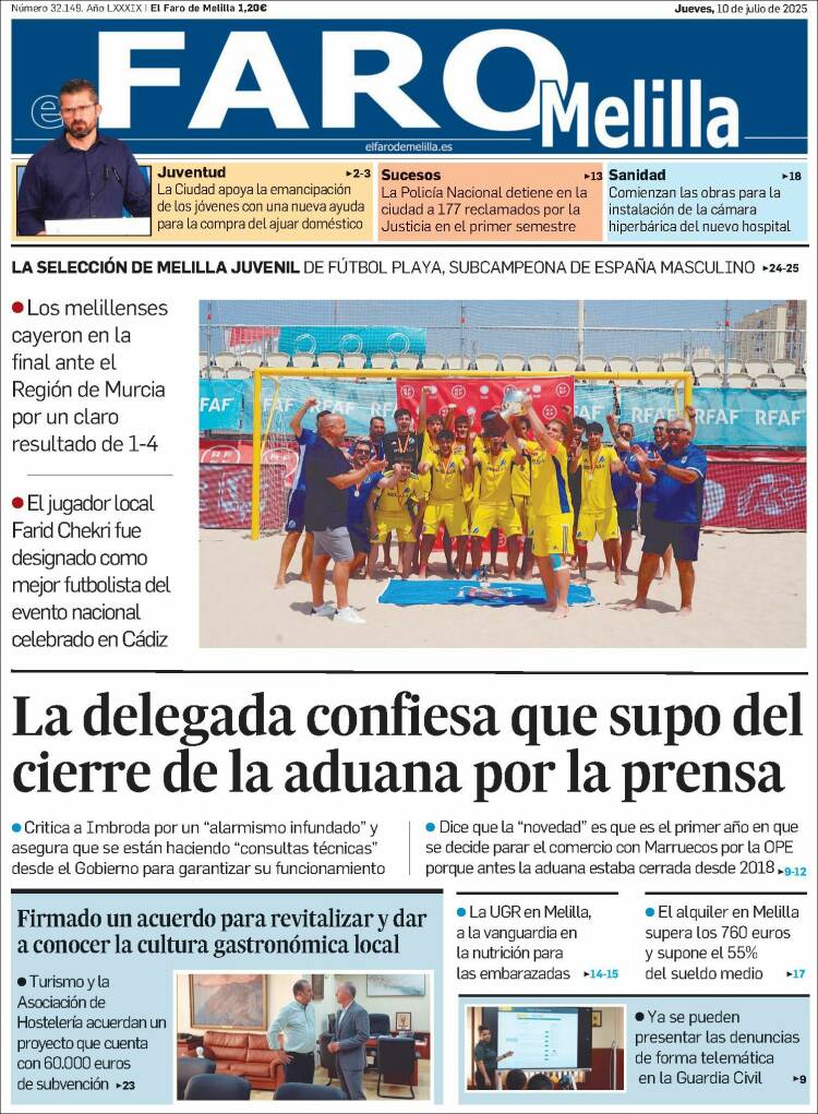 Portada de El Faro de Melilla (España)