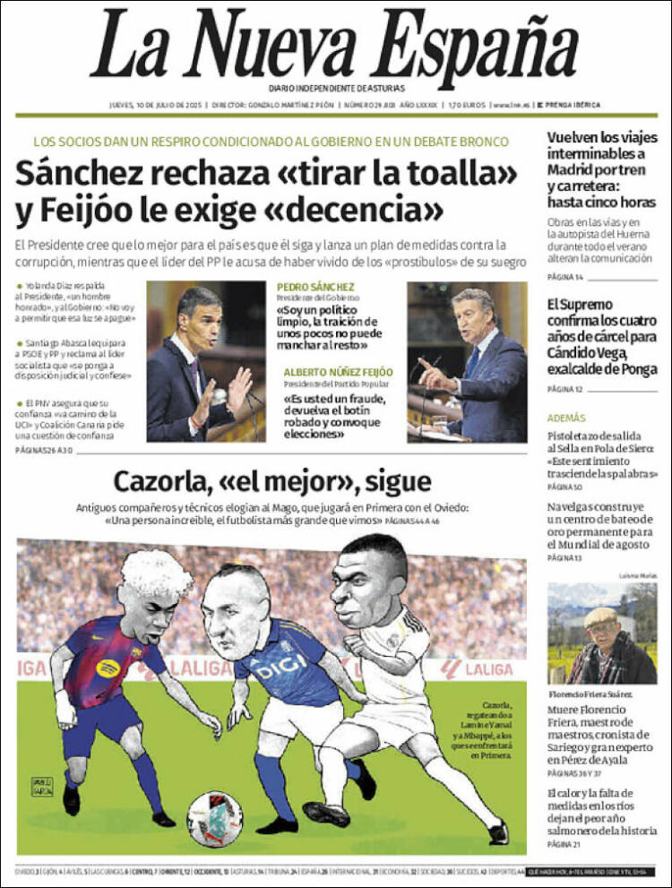 Portada de La Nueva España (Espagne)
