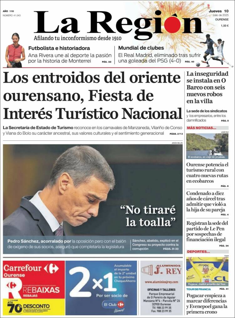 Portada de La Región de Ourense (Spain)