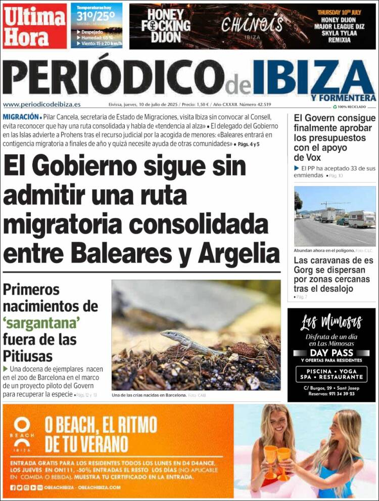 Portada de Periódico de Ibiza (España)