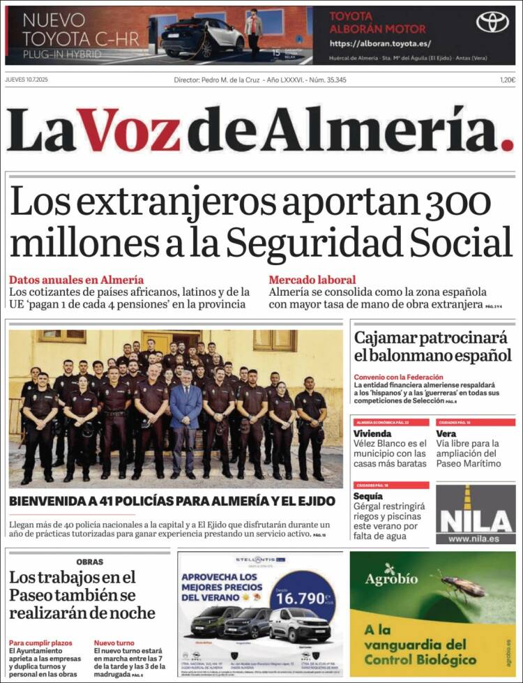Portada de La Voz de Almería (España)