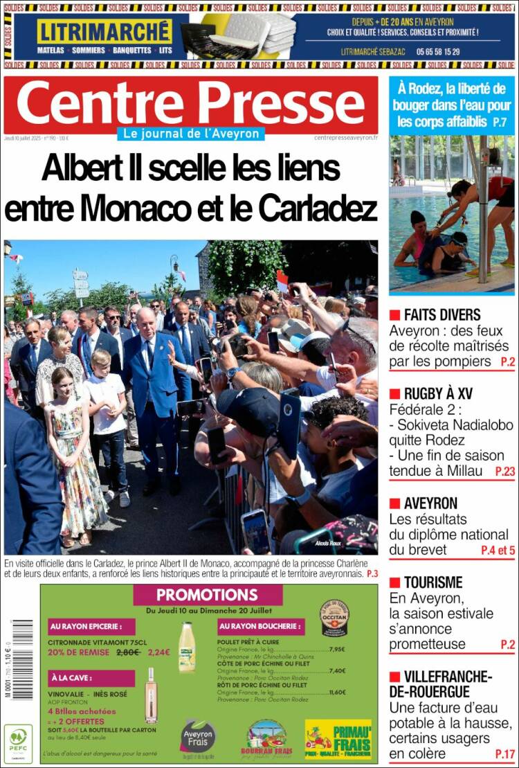 Portada de Centre Presse (Francia)