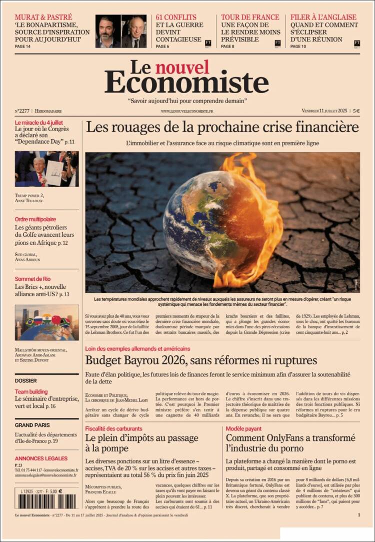 Portada de Le nouvel Economiste (Francia)