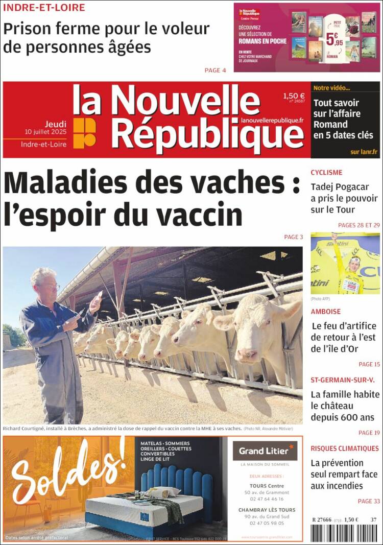 Portada de La Nouvelle Republique (France)