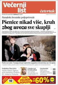 Portada de Večernji (Croatia)