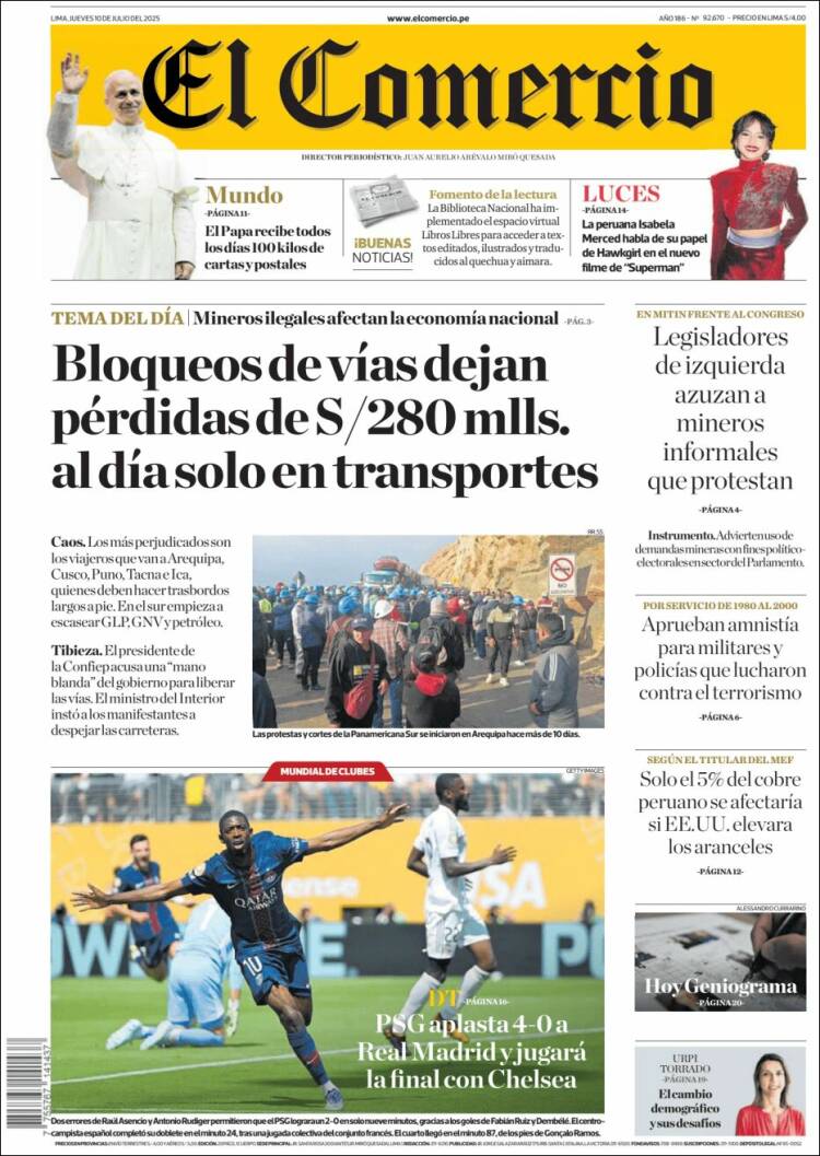 Portada de El Comercio (Perú)