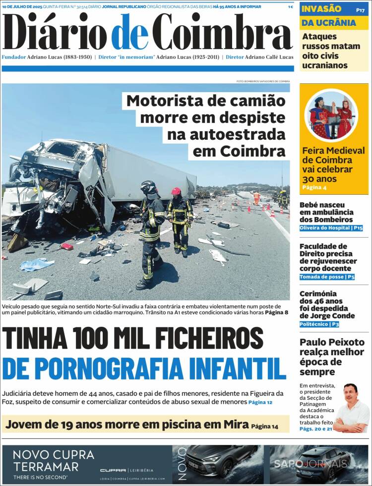 Portada de Diário de Coimbra (Portugal)