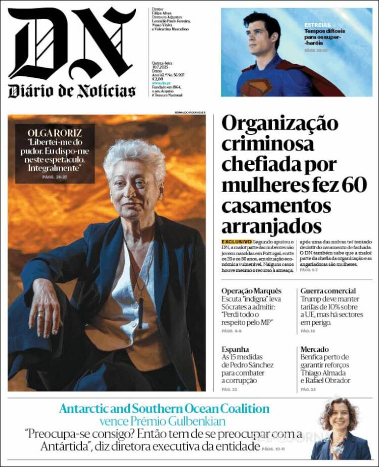 Portada de Diário de Noticias (Portugal)