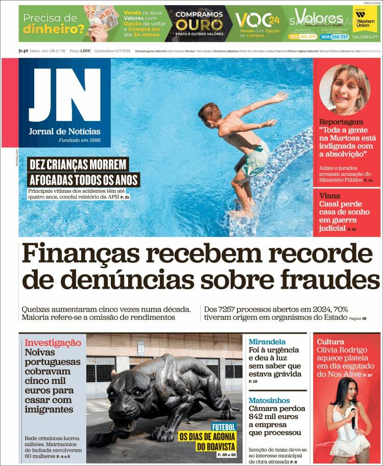 Portada de Jornal de Notícias (Portugal)
