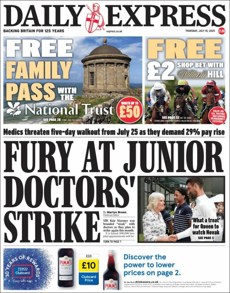 Portada de Daily Express (Reino Unido)