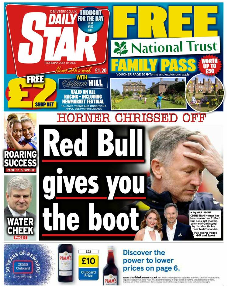 Portada de Daily Star (Reino Unido)