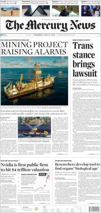 Portada de San Jose Mercury News (USA)