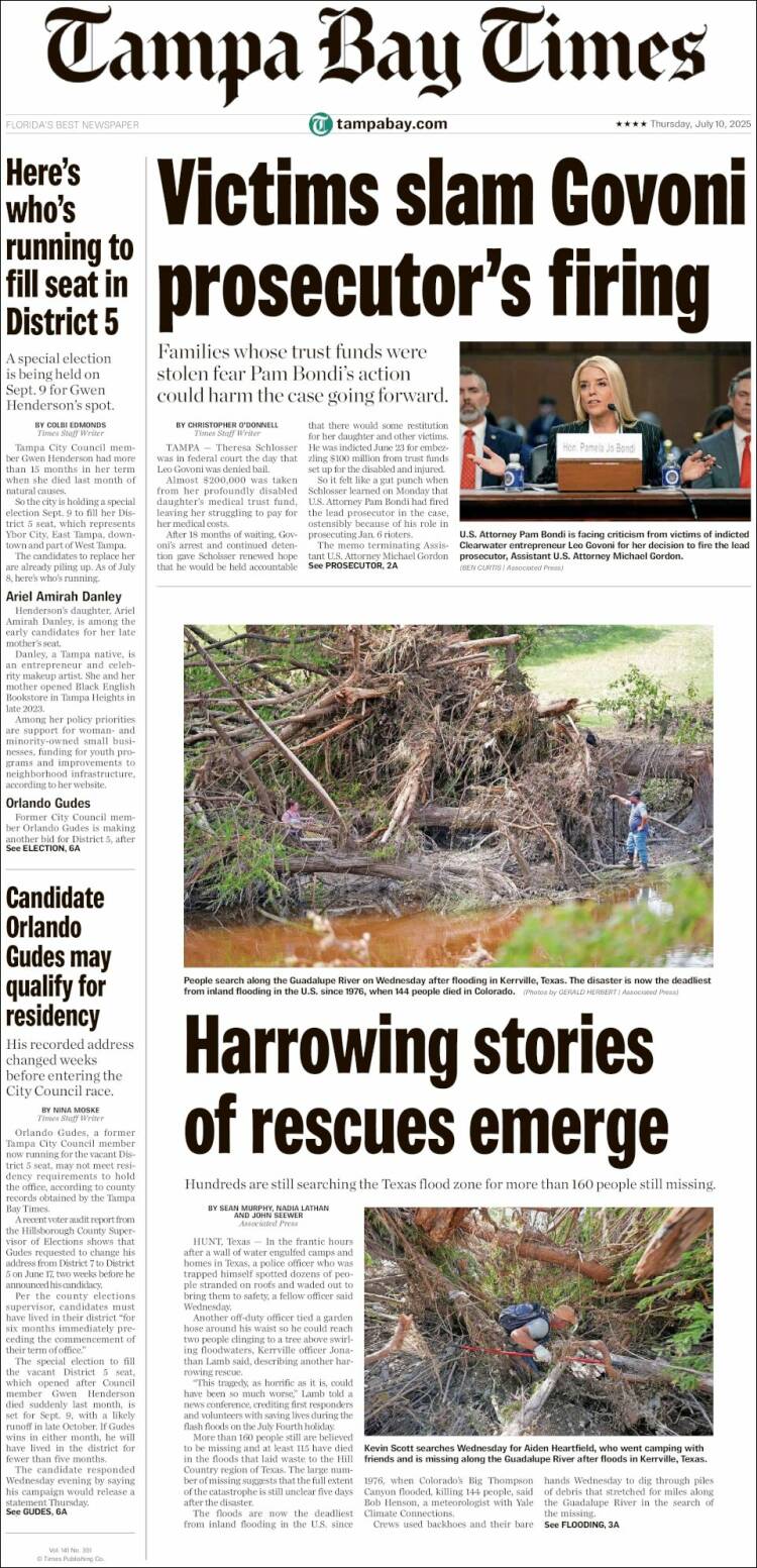Portada de Tampa Bay Times (USA)