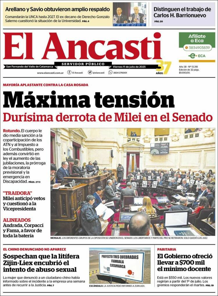 Portada de El Ancasti (Argentina)