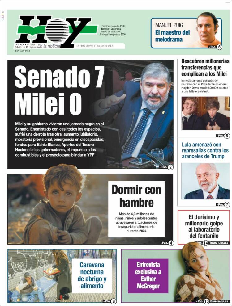 Portada de Diario Hoy (Argentina)