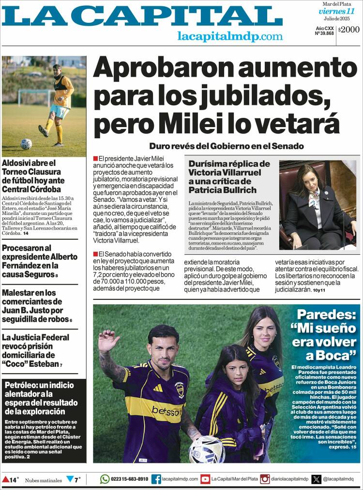 Portada de Diario La Capital - Mar del Plata (Argentina)