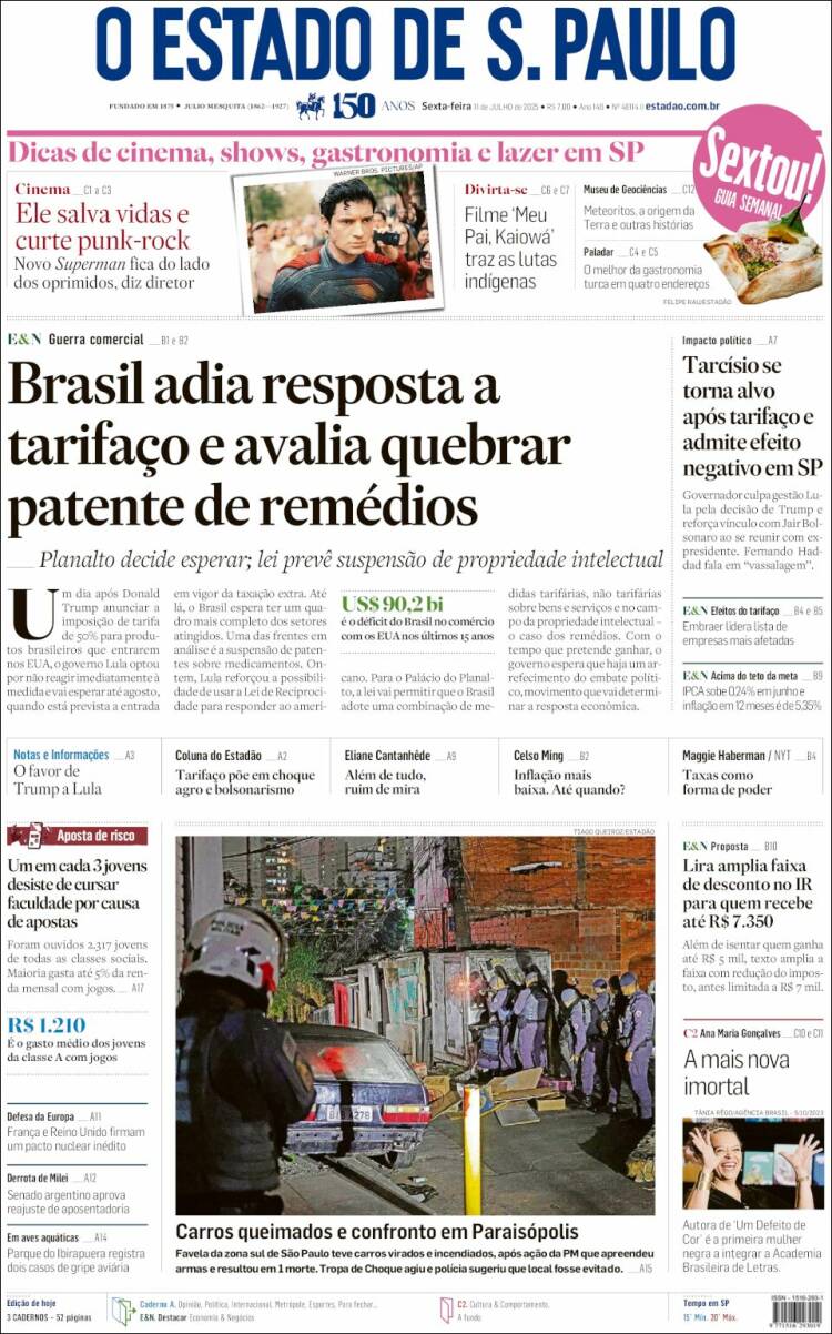 Portada de O Estado de São Paulo (Brasil)