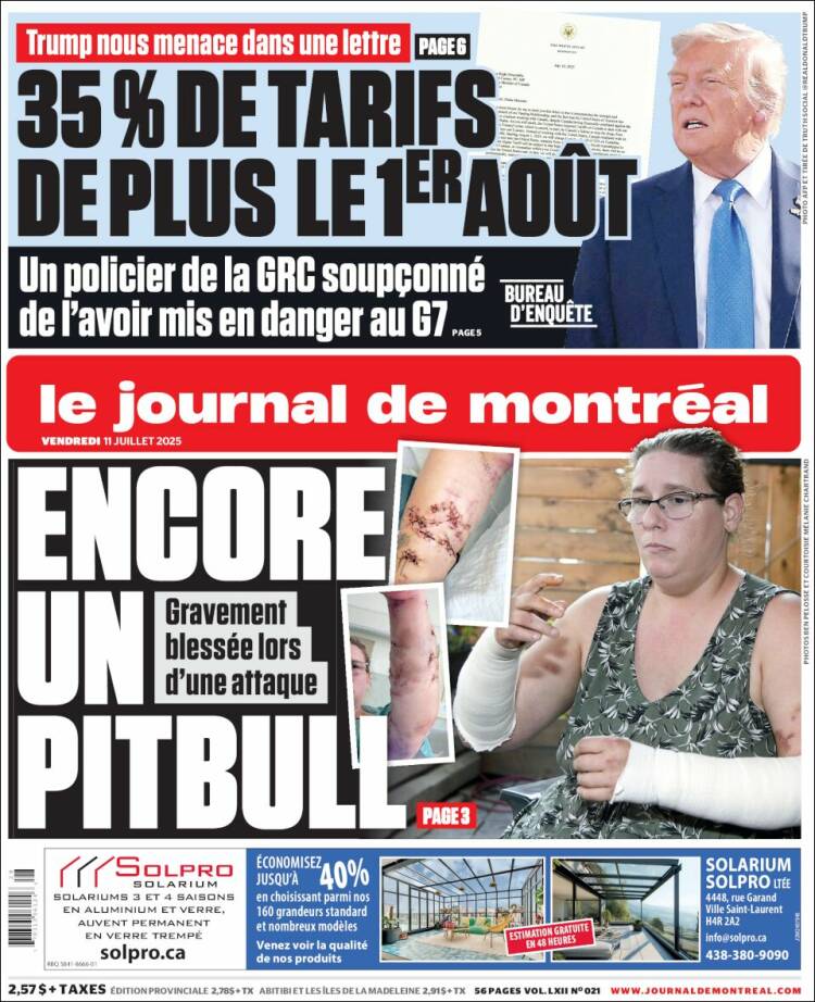 Portada de Le Journal de Montréal (Canadá)
