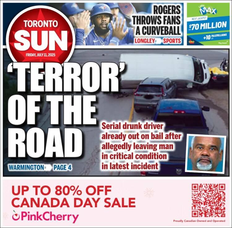 Portada de The Toronto Sun (Canadá)