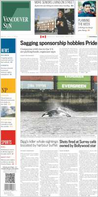 Portada de The Vancouver Sun (Canadá)