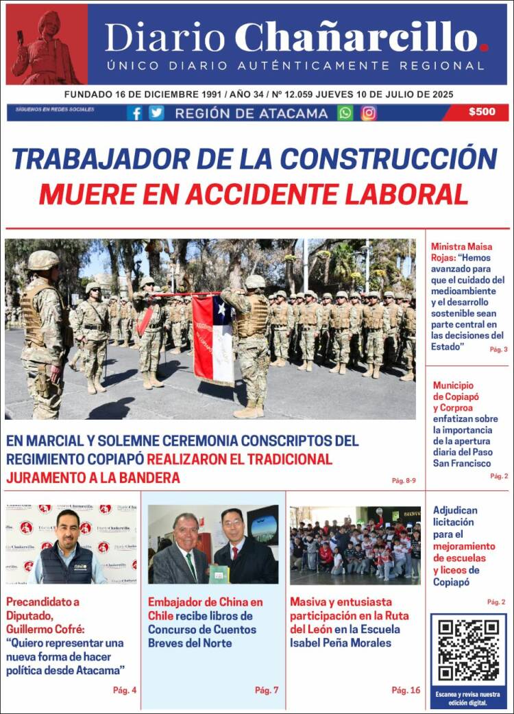 Portada de Diario Chañarcillo (Chile)