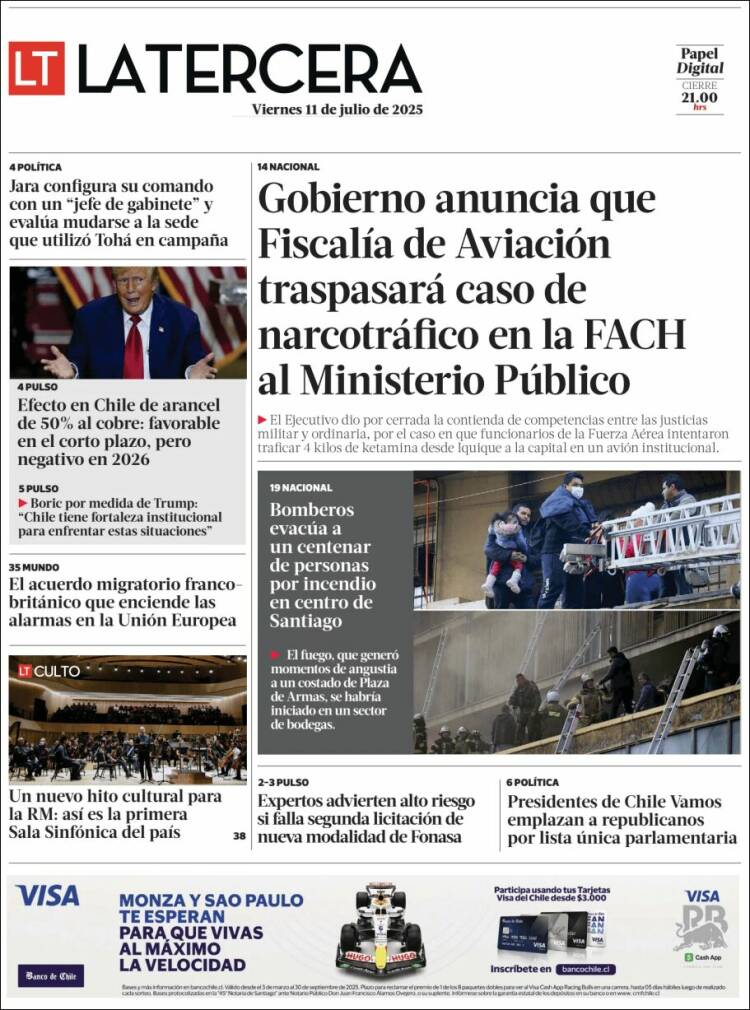 Portada de La Tercera (Chile)