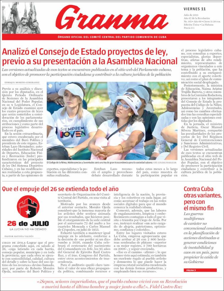 Portada de Granma (Cuba)