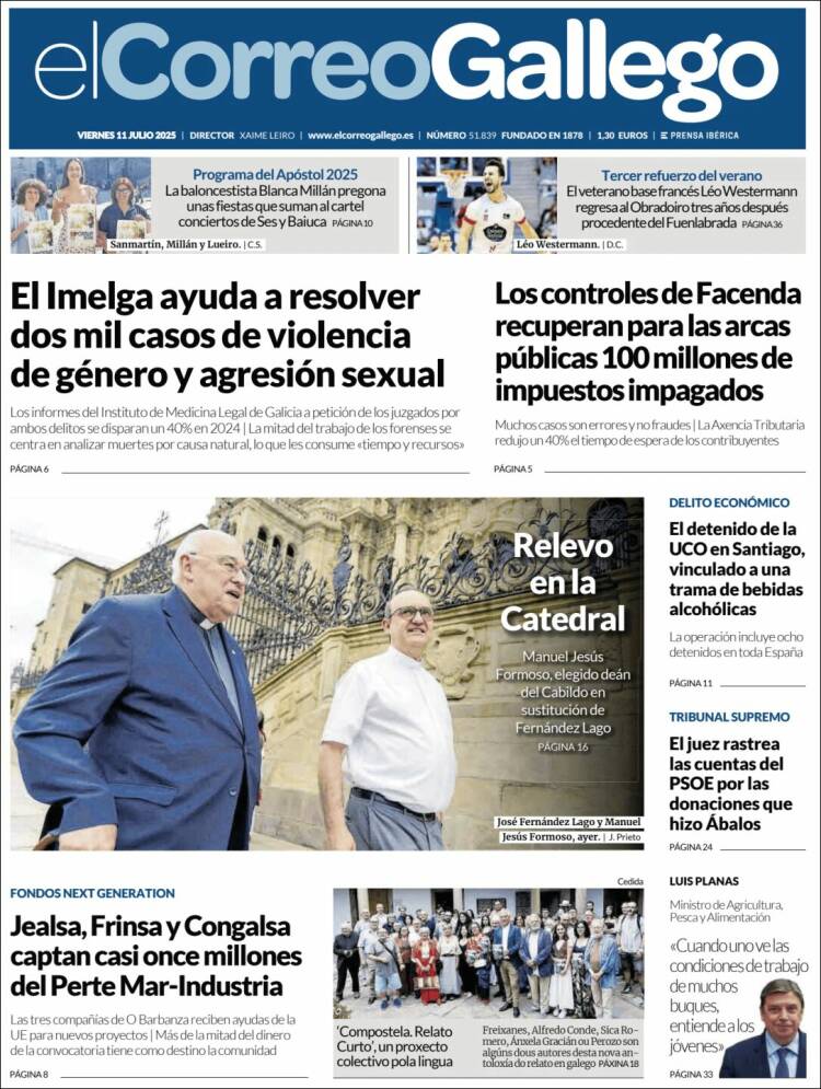 Portada de El Correo Gallego (España)