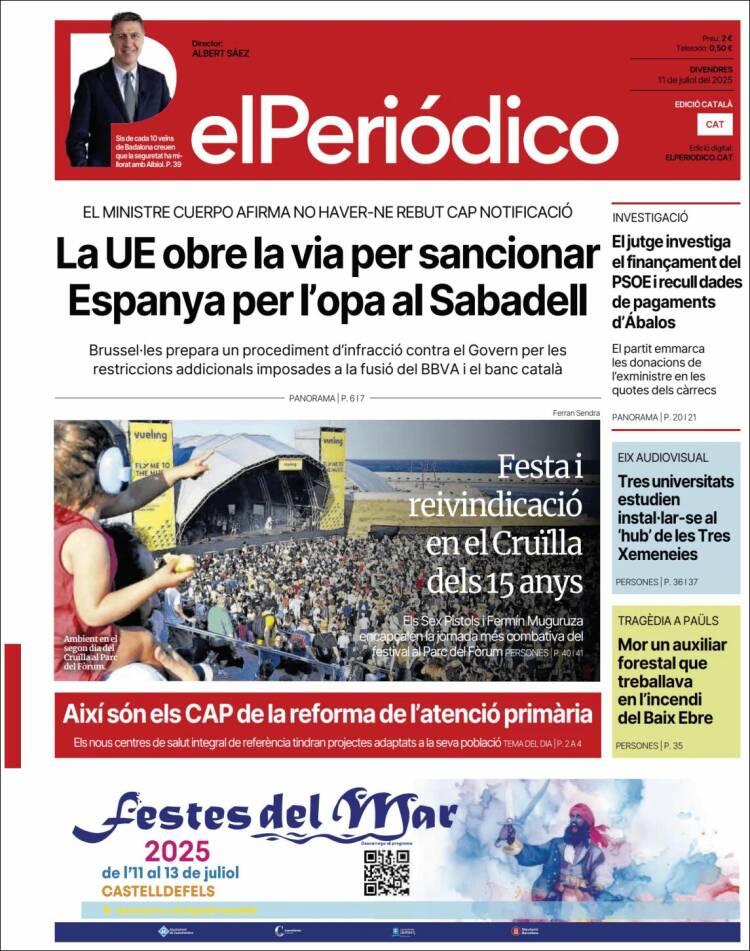 Portada de El Periódico de Catalunya (Spain)