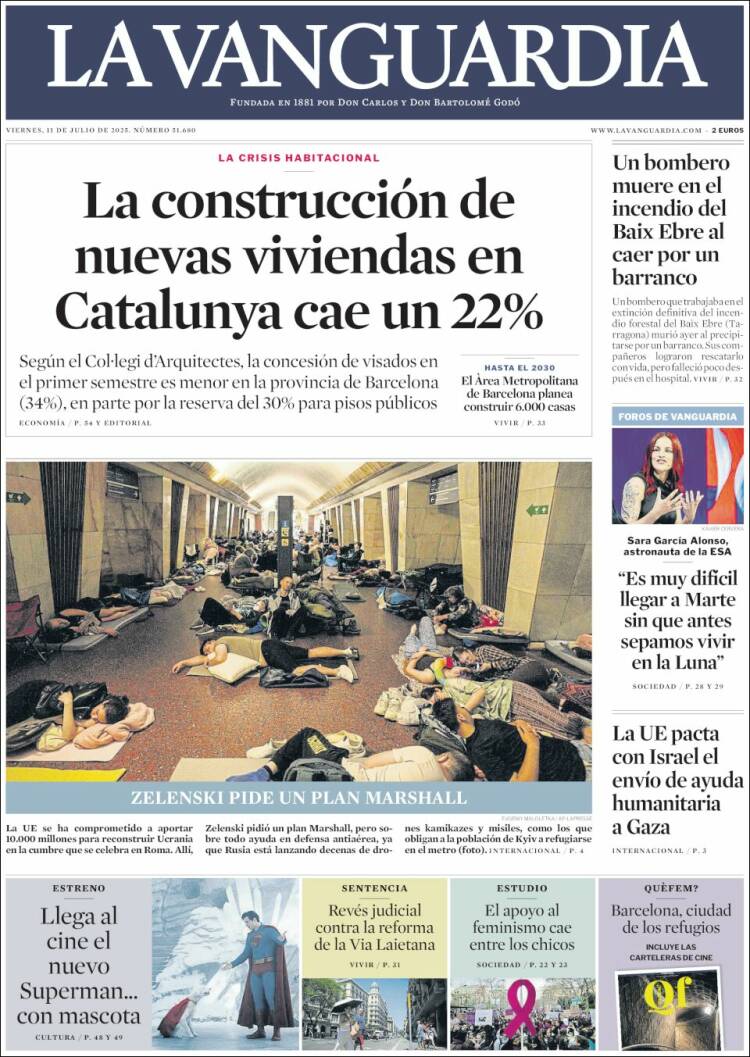 Portada de La Vanguardia (España)