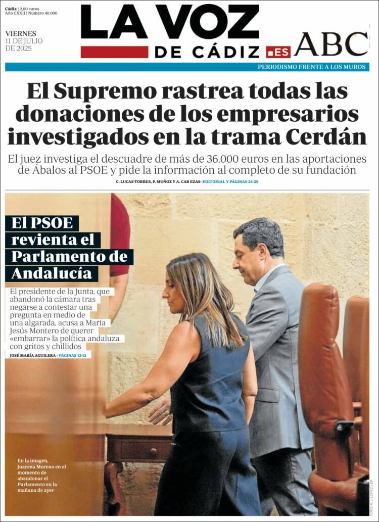 Portada de La Voz de Cádiz (Spain)