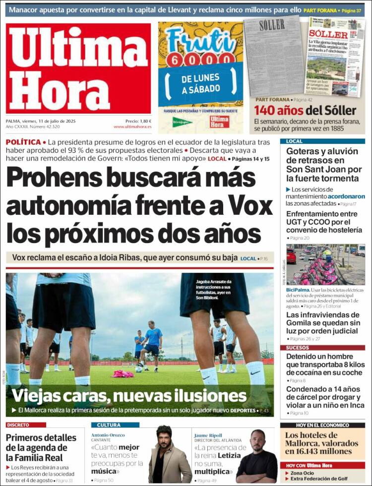 Portada de Última Hora (Spain)