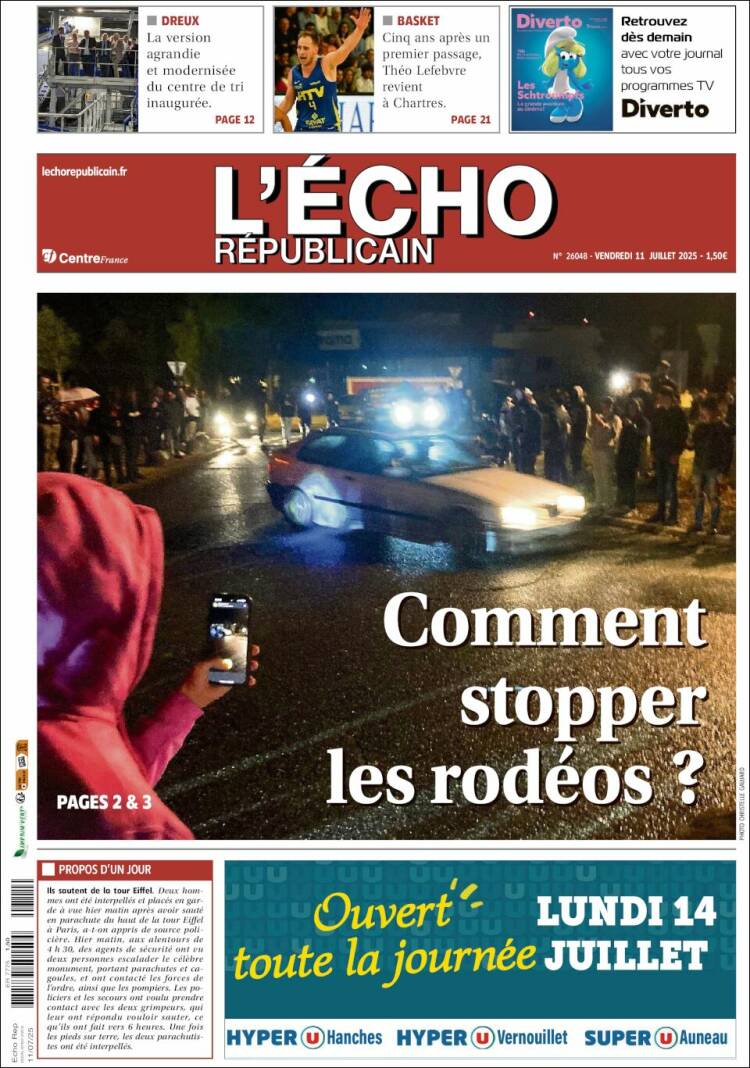 Portada de L'Echo Républicain (Francia)
