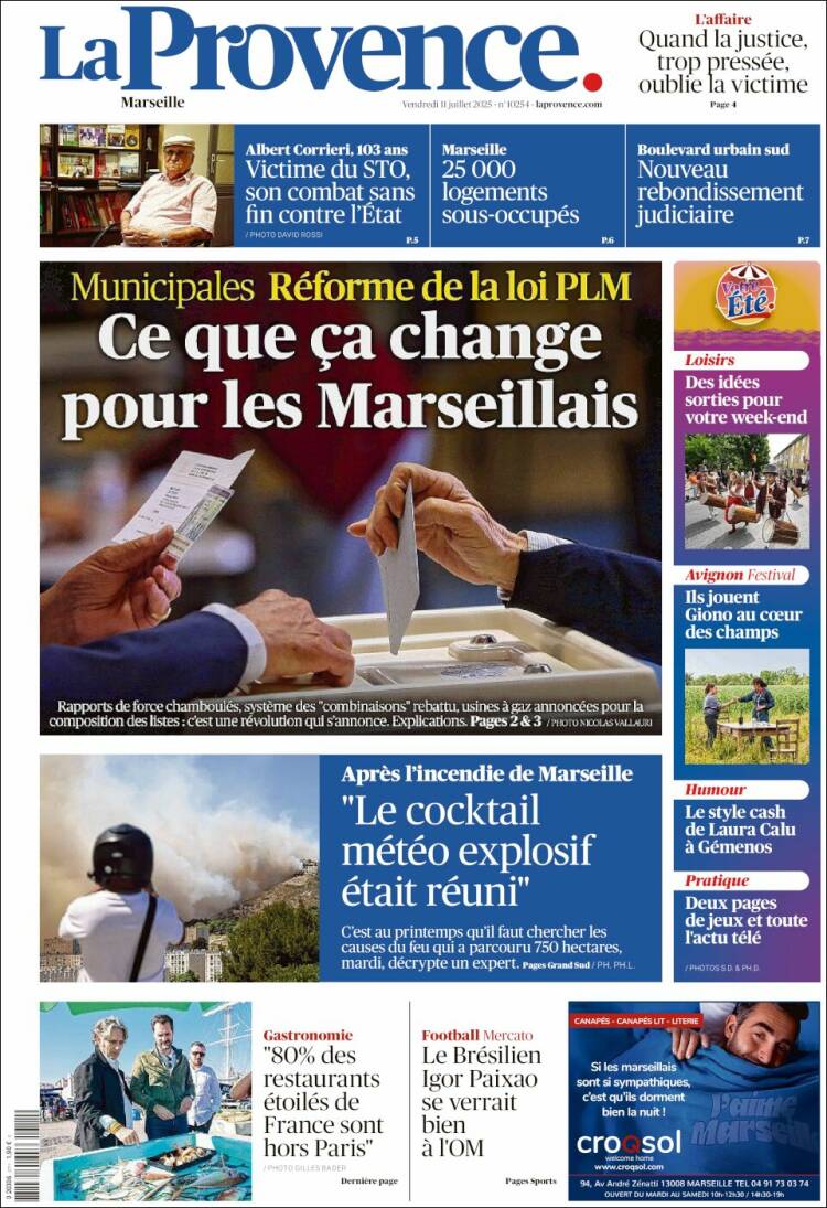 Portada de La Provence (Francia)