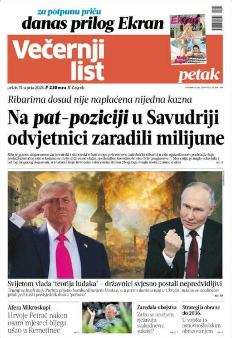 Portada de Večernji (Croatia)