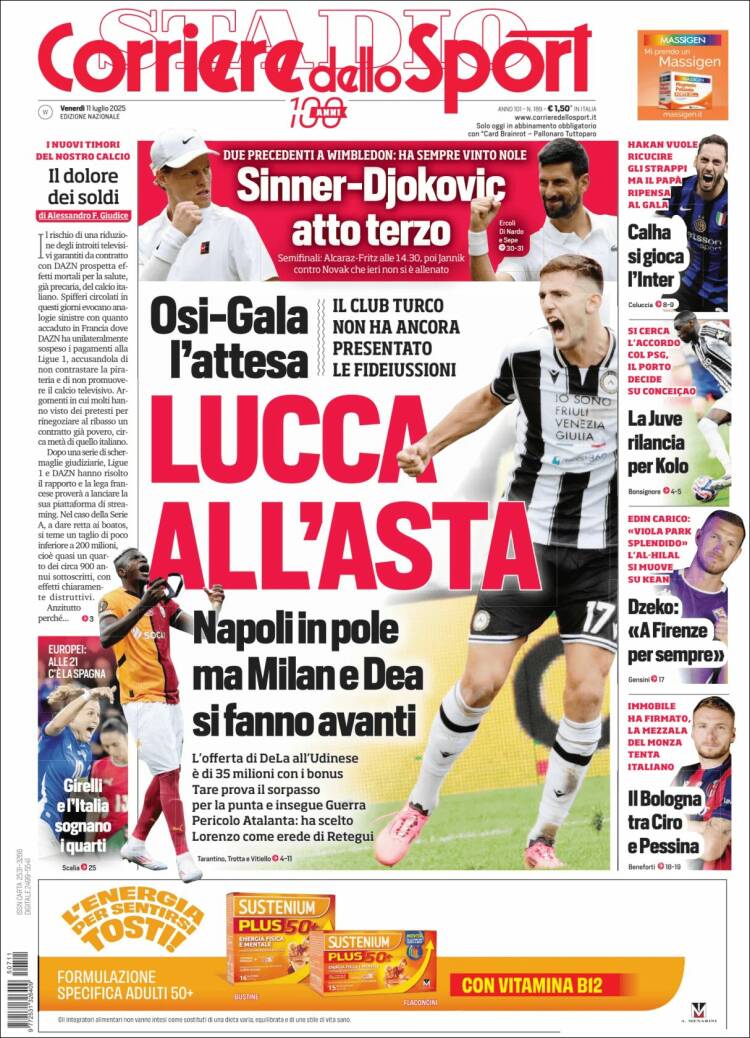 Portada de Corriere dello Sport (Italia)