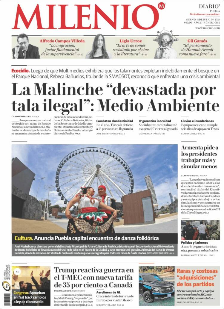 Portada de Milenio de Puebla (México)