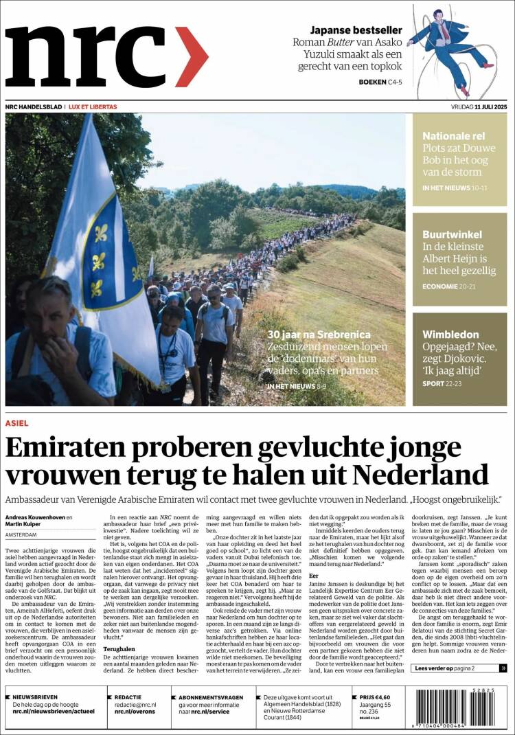 Portada de NRC Handelsblad (Países Bajos)