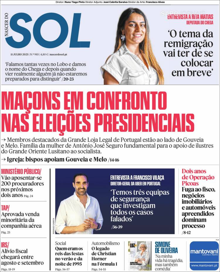 Portada de Jornal Sol (Portugal)