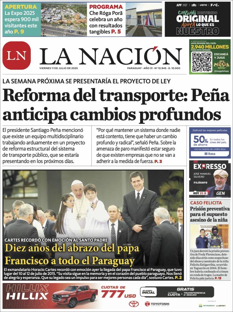 Portada de La Nación (Paraguay)