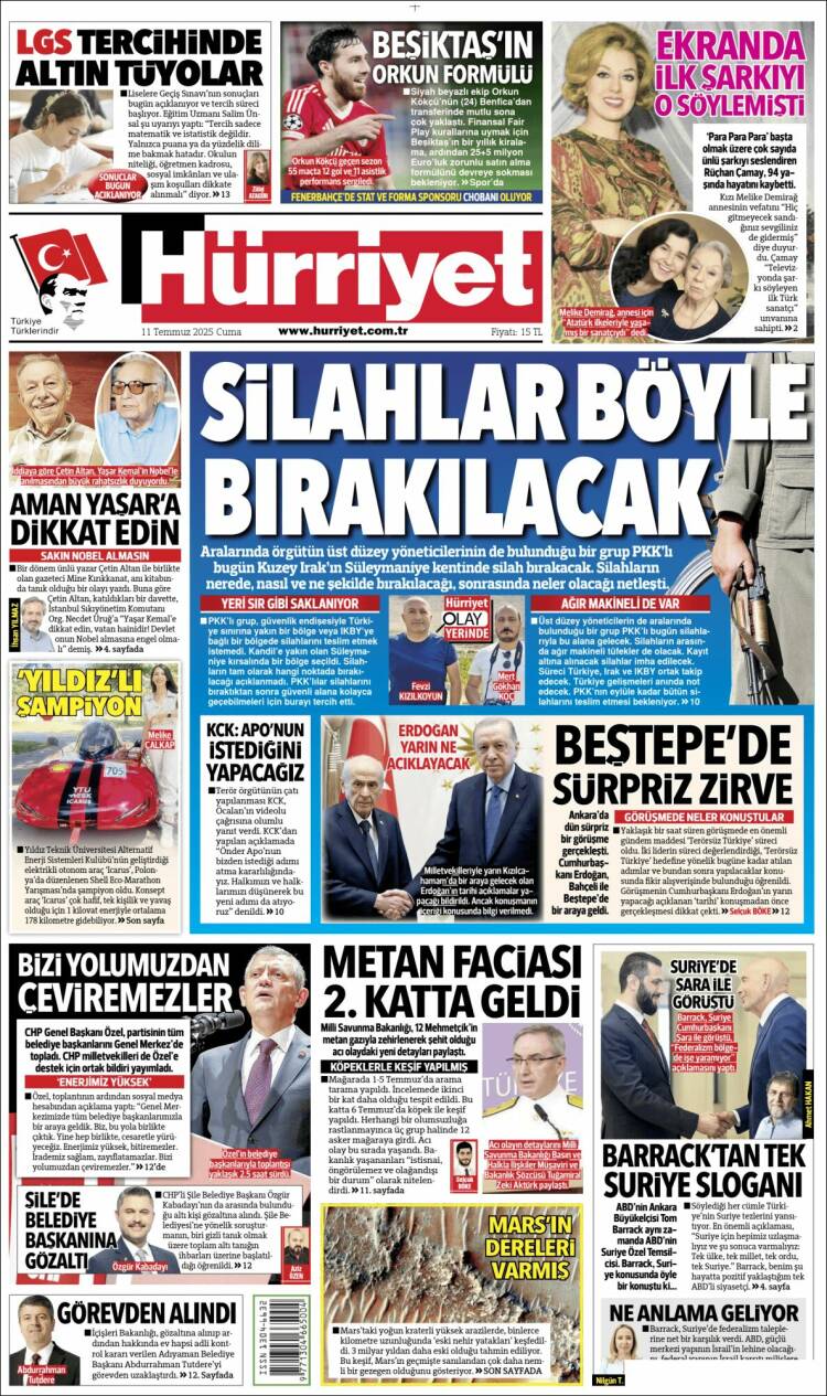 Portada de Hürriyet (Turquía)